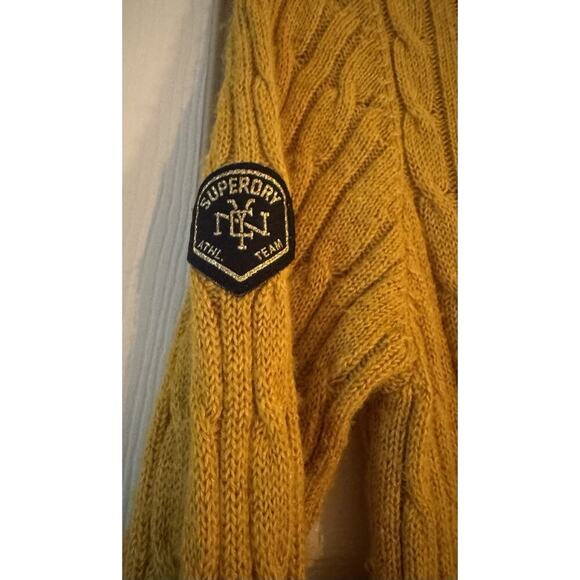 SUPERDRY Womens Crew Neck Yellow Long Sleeve Sweater Size 8 Premium Knitwear - Picture 6 of 7